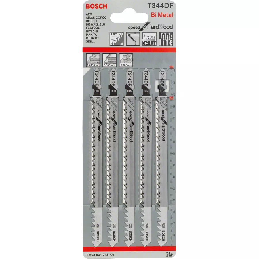 Lame de scie sauteuse BOSCH T 344 DF (lot de 5)